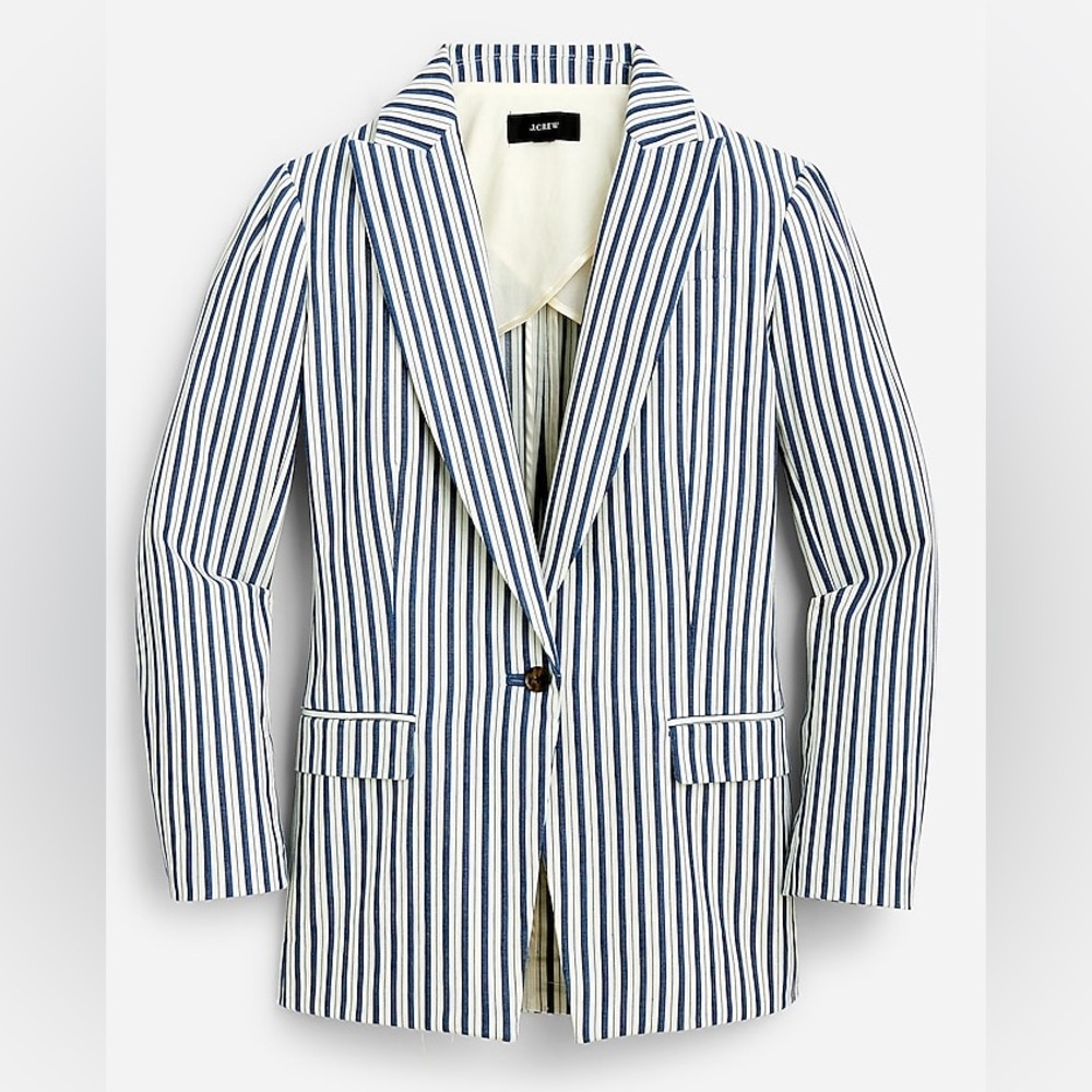 J. Crew Navy and White Striped Blazer